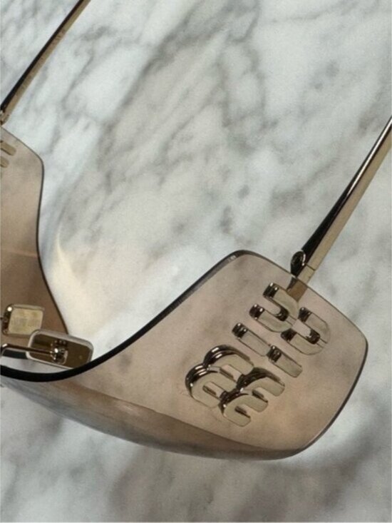 Miu Miu Rimless Sunglasses in Brown and Gold main image 6